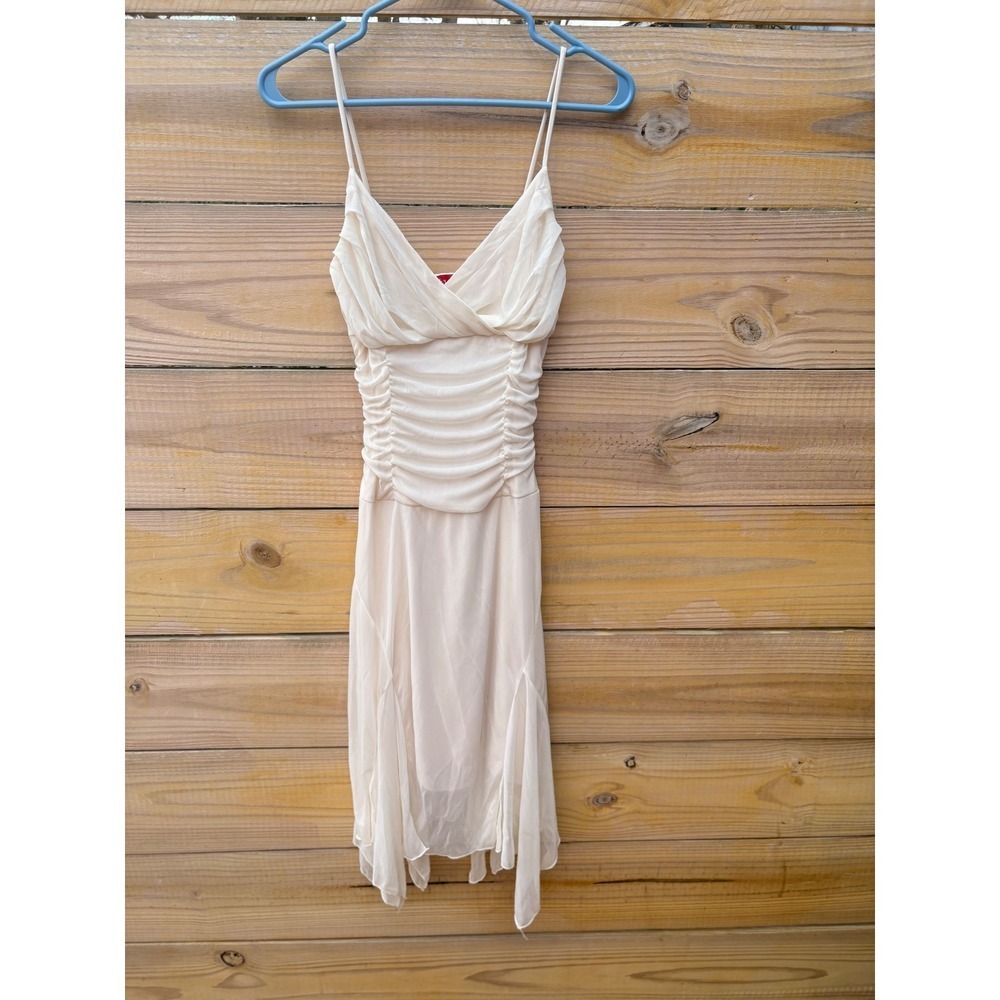 Ruby Rox Cream Mesh Fairy whimsy Handkerchief  Cocktail Dress 2HUW-1812 Medium